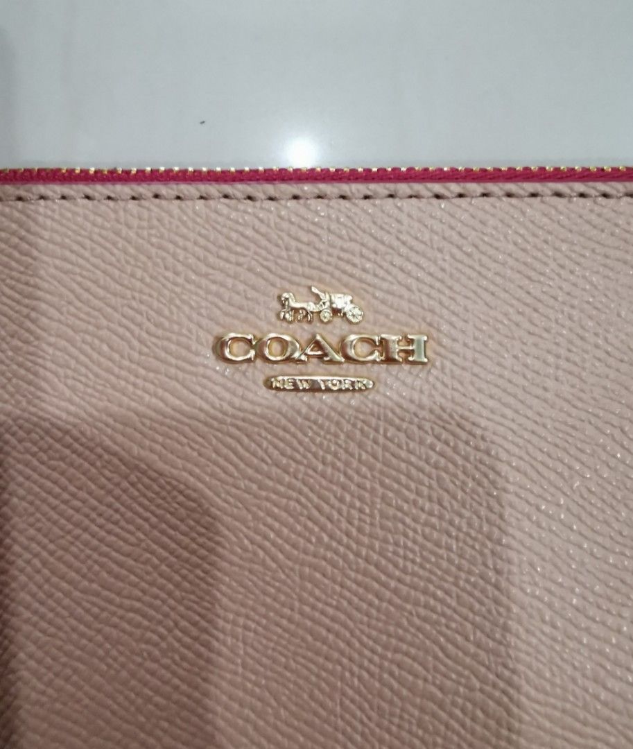 Coach White Brown Pink Tan Leather Canvas Small Purse Clutch Satchel Handbag  | eBay