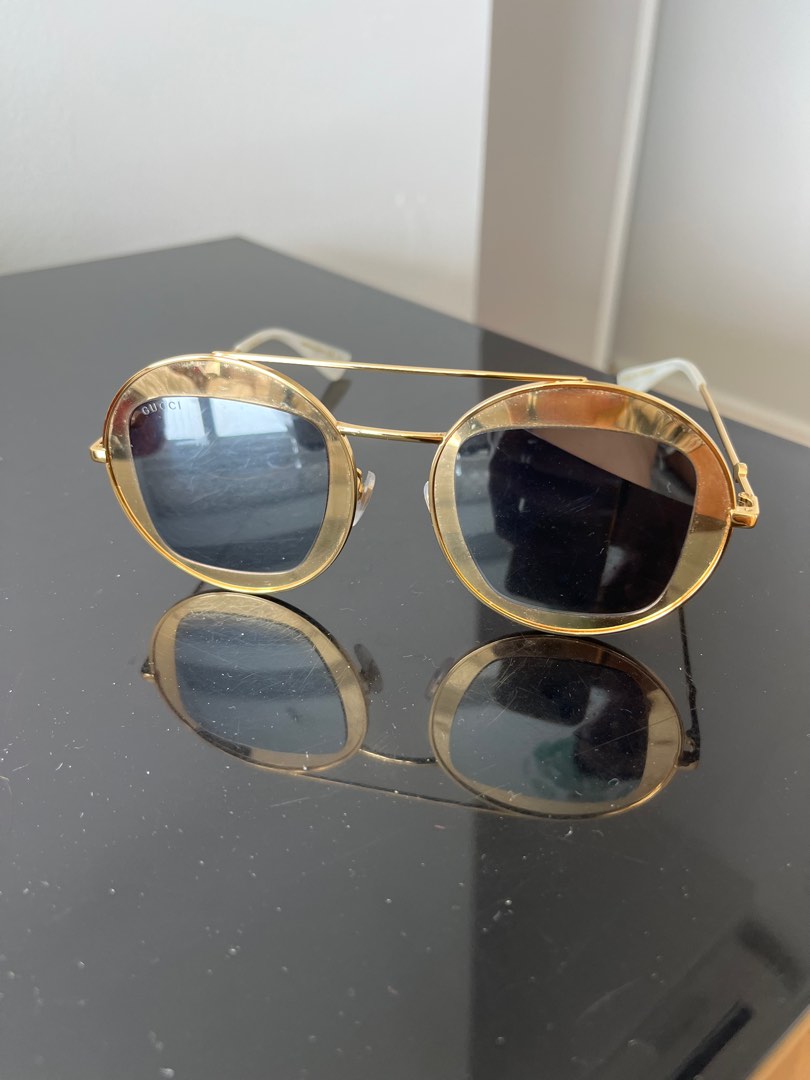 gucci round gold sunglasses