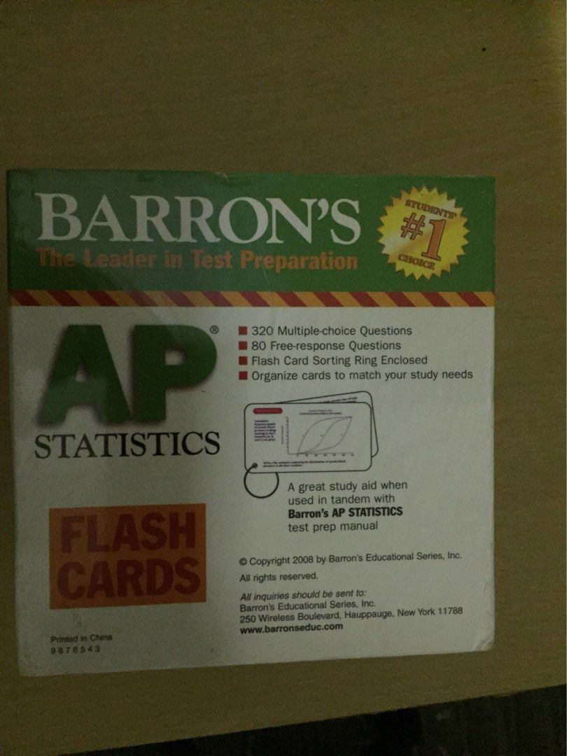 Barron's AP Statistics Flash Card, 興趣及遊戲, 玩具& 遊戲類- Carousell