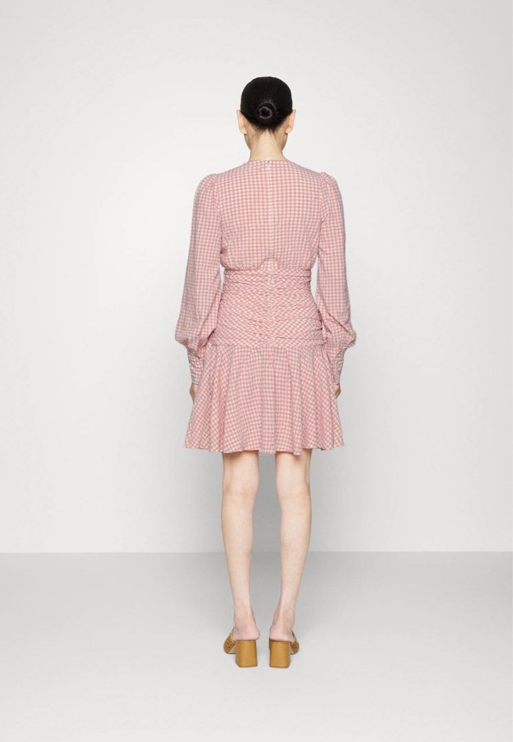 BNWT GUESS Corinne Gingham Cocktail Evening Dress in Midsummer Rose