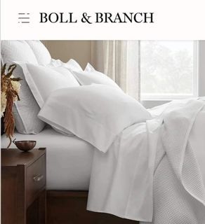 Boll & Branch Plain White Signature Hemmed 100% Organic Cotton Bed Sheet