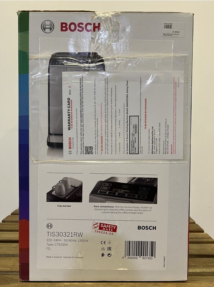 Bosch Fully Automatic Coffee Machine VeroCup 300 Silver TIS30321RW, TV