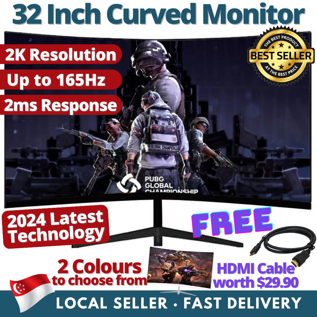 Brand new 32 inch Ultra-Thin Curved Monitor Screen, LED Computer Gaming ...
