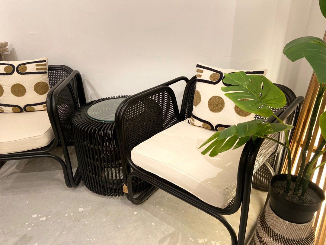 BUNDLE SALE Large Lounge Rattan Chairs Table