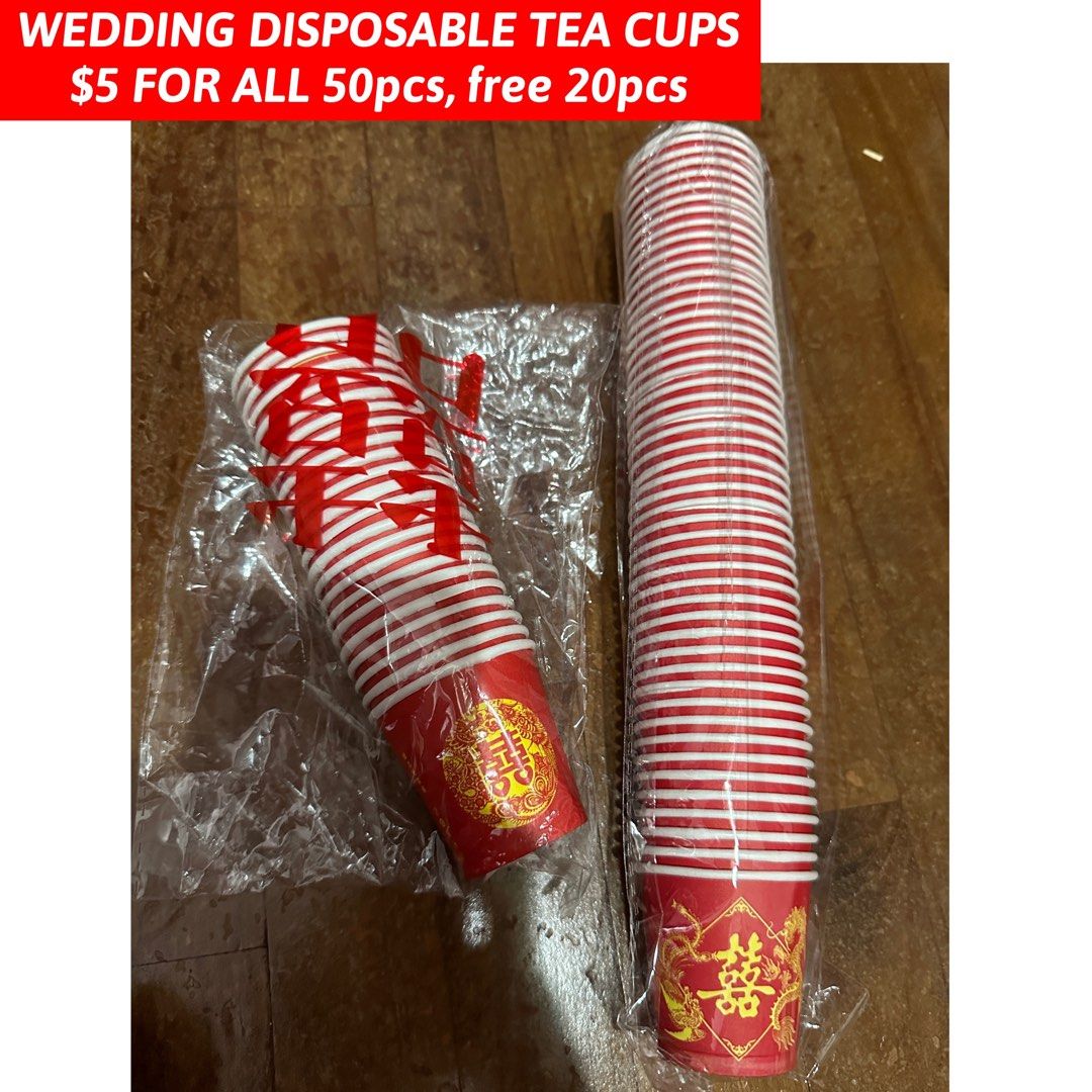 1pc/50pcs Wholesale Wedding Engagement Party Paper Cups Disposable Red  Double Happiness Water Cups With Red Double Happiness Imprint For Tea  Ceremony And Wedding Celebration