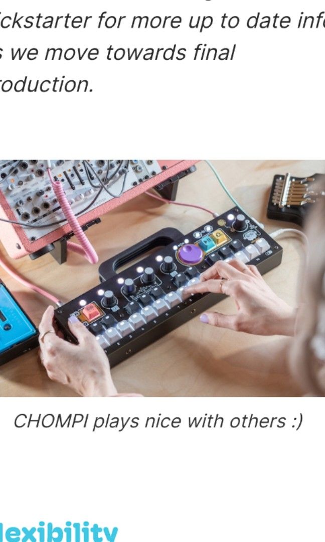 Chompi Sampler (Category: Musical Instruments) located in Singapore. Submitted by analogdigitalstore (Listing ID 1274749449, Image 2). Description: brand new in box limited piece, sold out on kickstarter keys can be used as midi controller great for introducing music creation to kids or professional musicians who wants straightforward sampler with inbuilt Mic price fixed as it's a collectors piece low ballers will not be entertained is not akai n