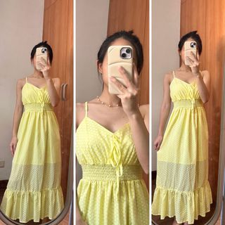 CIDER Floral All Over Print Maxi Dress Yellow Adjustable Strap Shopcider Maxi Long Dress Summer