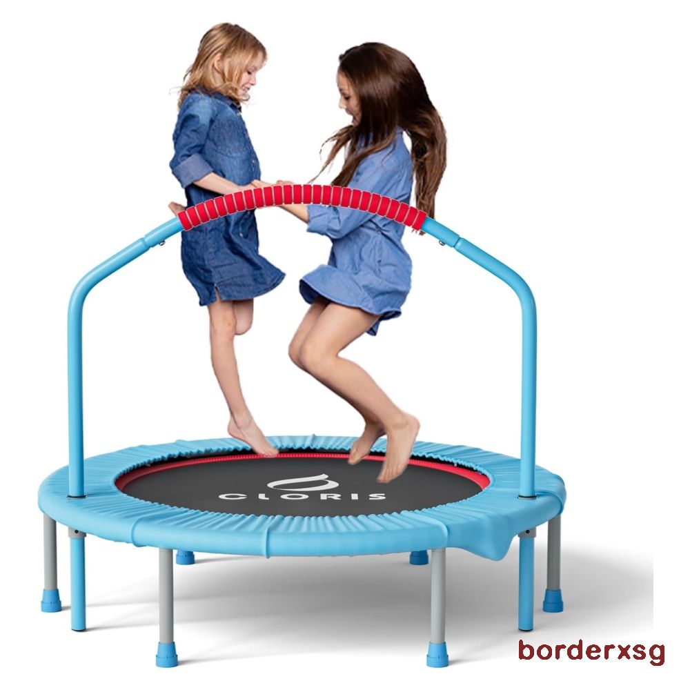 CLORIS 38 Inch Folding Trampoline Mini Rebounder Fitness Trampoline with Adjustable Foam Handle for Kids with safty Padded Cover Best Gift for Kids