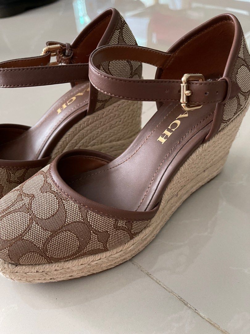 Coach Raine Espadrille In Signature Jacquard in Khaki Saddle