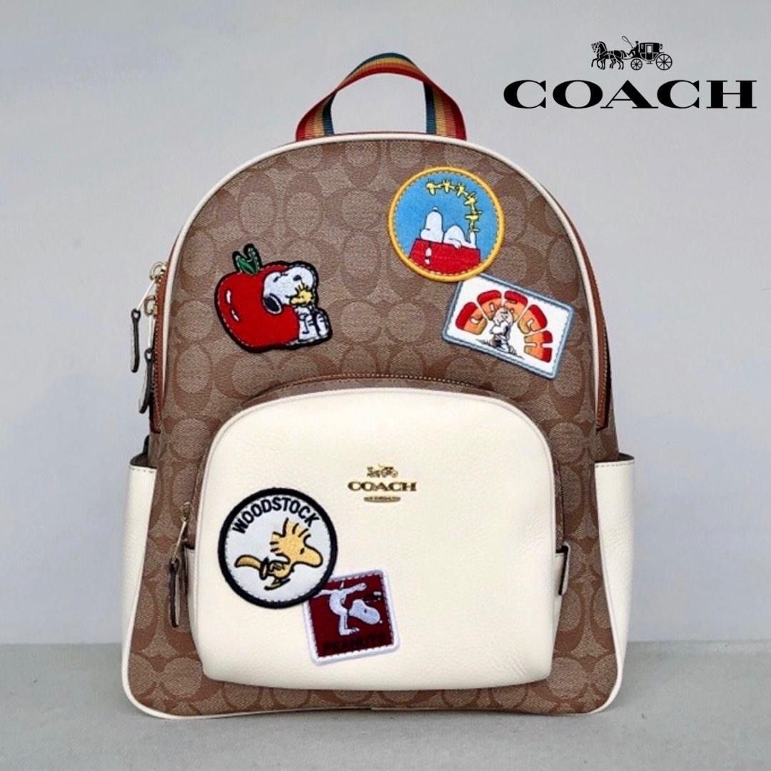 Coach X Peanuts Court Backpack In Signature Canvas Women Ladies Bag
