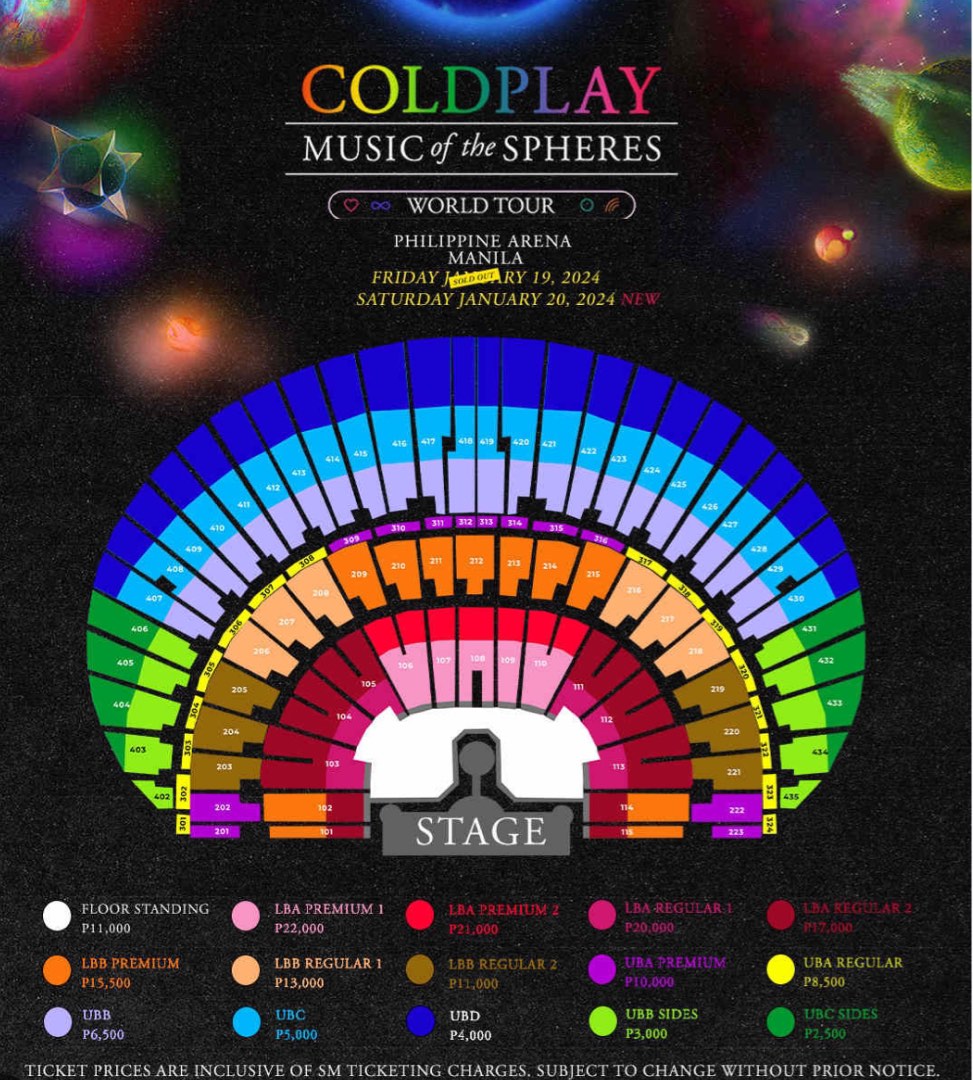 Coldplay Manila Ticket - LBA Premium 2, Tickets & Vouchers, Event ...