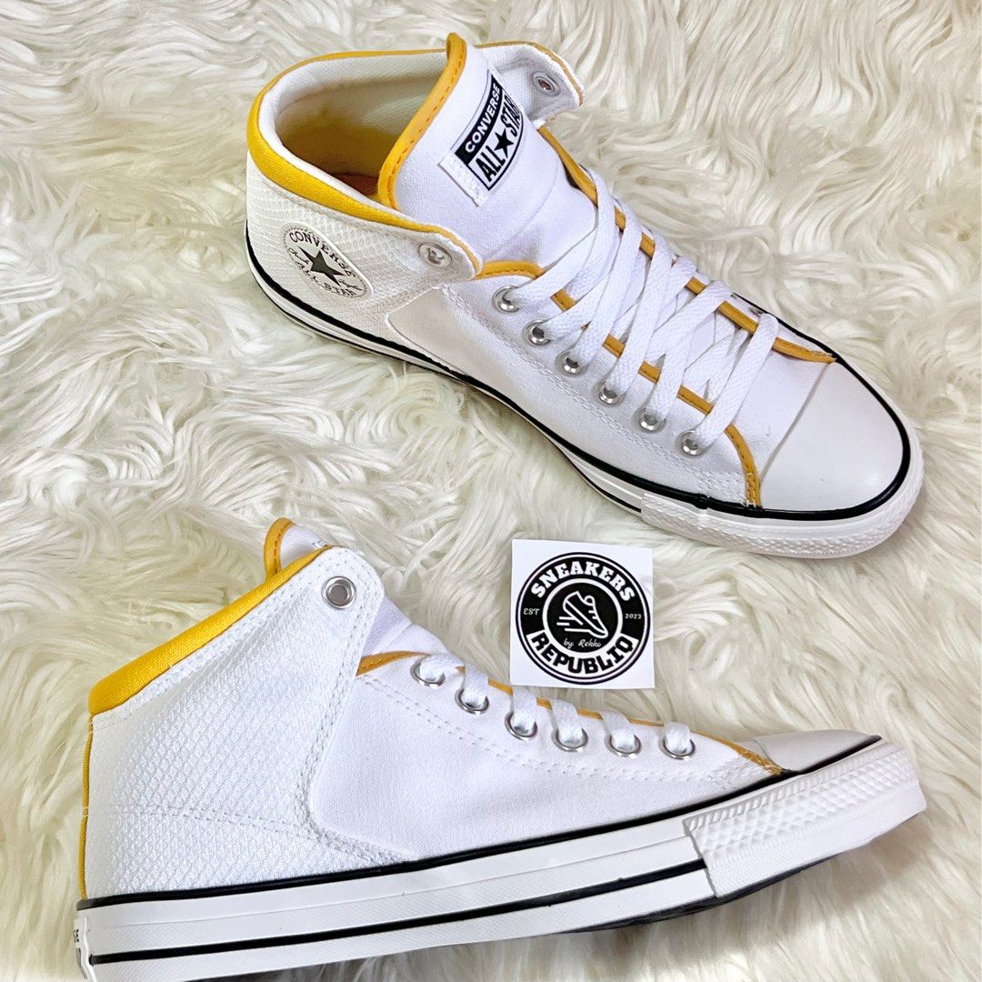 CONVERSE CTAS HIGH STREET MID WHITE YELLOW Men s Fashion Footwear Sneakers on Carousell