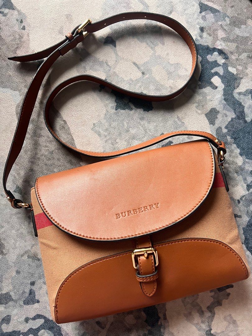 Dinda PV Burberry Small Canvas Check And Leather Crossbody Bag
