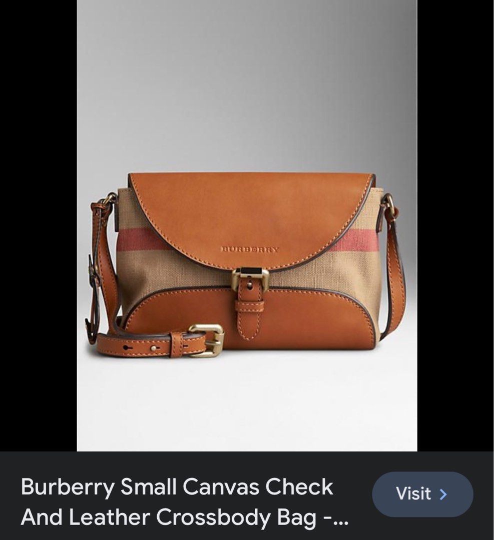 Small canvas check and sales leather crossbody bag