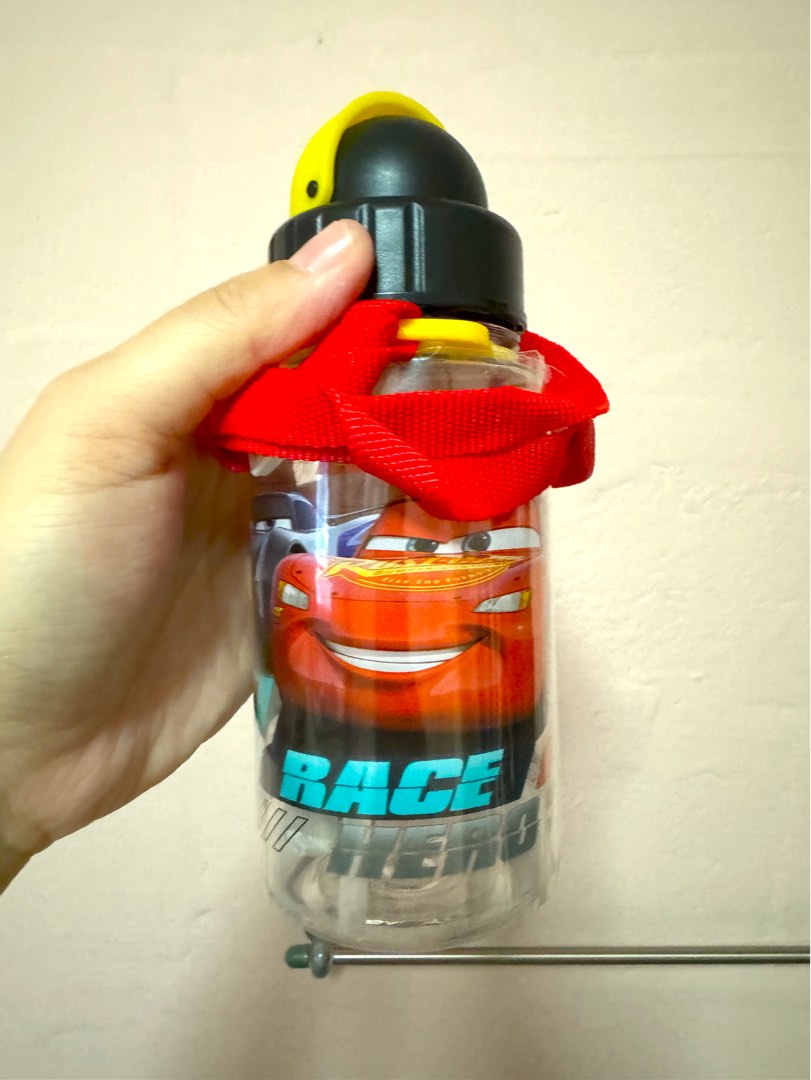Lightning McQueen Water Bottle With Snack Cup - Daiso Japan Middle East