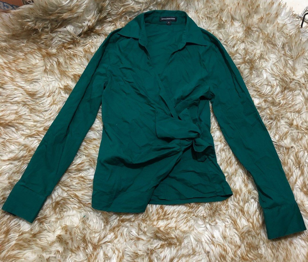 Women Emerald Rib Front Wrap Top