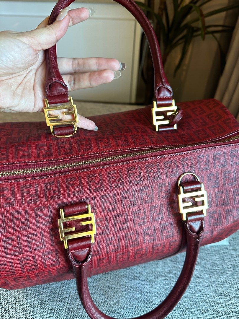FENDI Red Zucchino Handbag (Category: Luxury Bags & Wallets) located in Cebu City. Submitted by lilysauthentics (Listing ID 1274734344, Image 2). Description: FENDI Red Zucchino Handbag #Repriced to 4️⃣0️⃣,0️⃣0️⃣0️⃣ Only!😍 • Preloved Excellent 9/10 Condition • In Red Light Weighted Grained Canvass and Gold HW •Initially Sold At 50,000 • Brand-new Market Price As High As ₱150k++.
