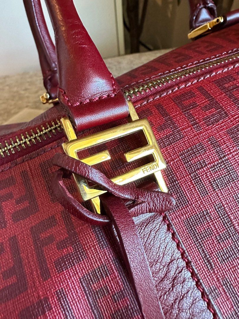 FENDI Red Zucchino Handbag (Category: Luxury Bags & Wallets) located in Cebu City. Submitted by lilysauthentics (Listing ID 1274734344, Image 3). Description: FENDI Red Zucchino Handbag #Repriced to 4️⃣0️⃣,0️⃣0️⃣0️⃣ Only!😍 • Preloved Excellent 9/10 Condition • In Red Light Weighted Grained Canvass and Gold HW •Initially Sold At 50,000 • Brand-new Market Price As High As ₱150k++.