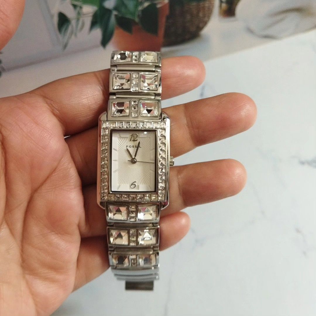 SALE Fossil ES1512 Glitz Silver Steel Fesyen Wanita Jam
