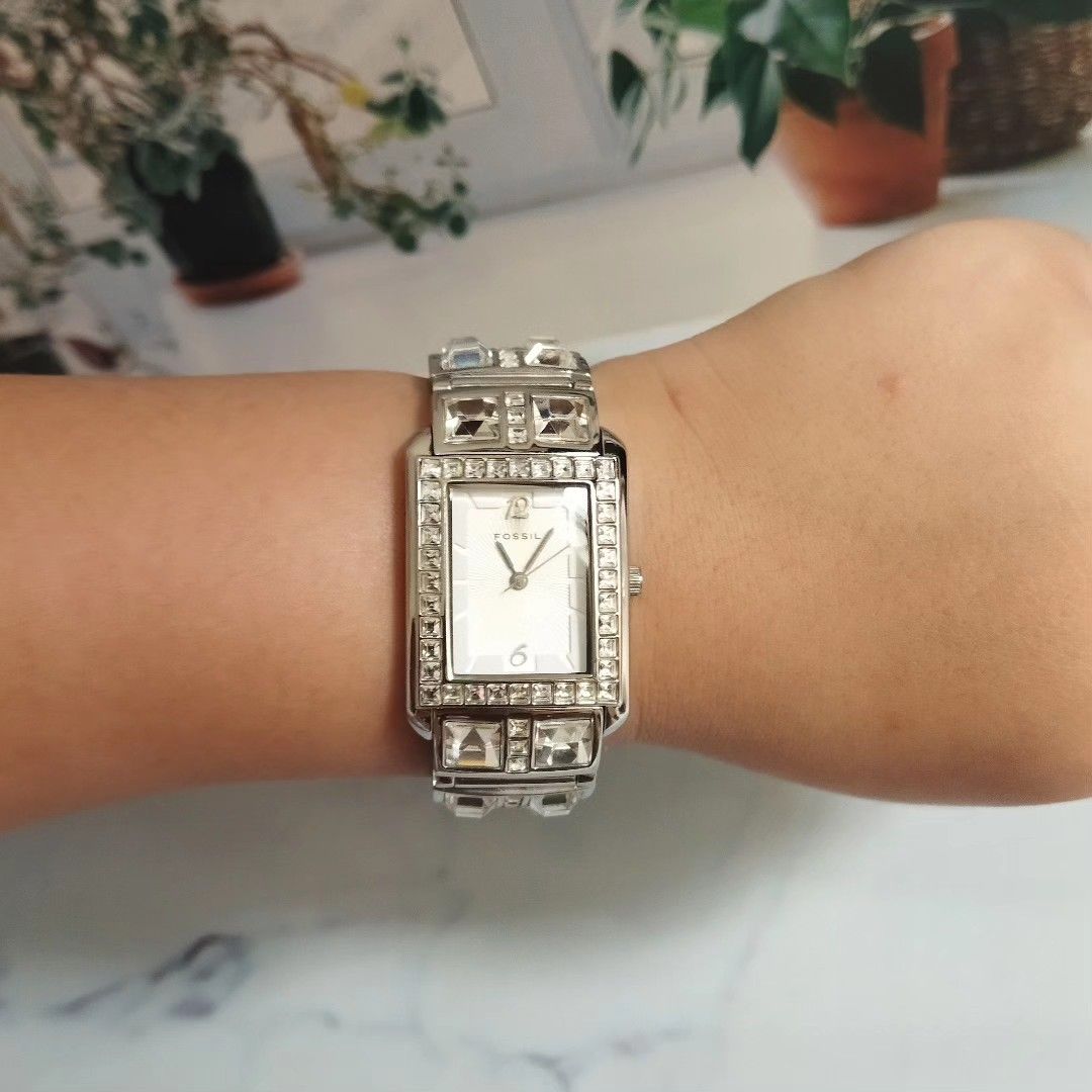 Fossil ES1512 Glitz Silver Steel Fesyen Wanita Jam Tangan di