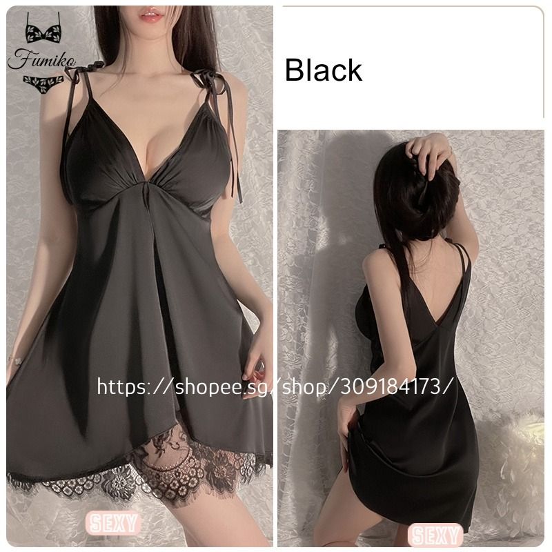 Women Lingerie Backless Sleep Dress Nightwear Lace Mesh Smooth