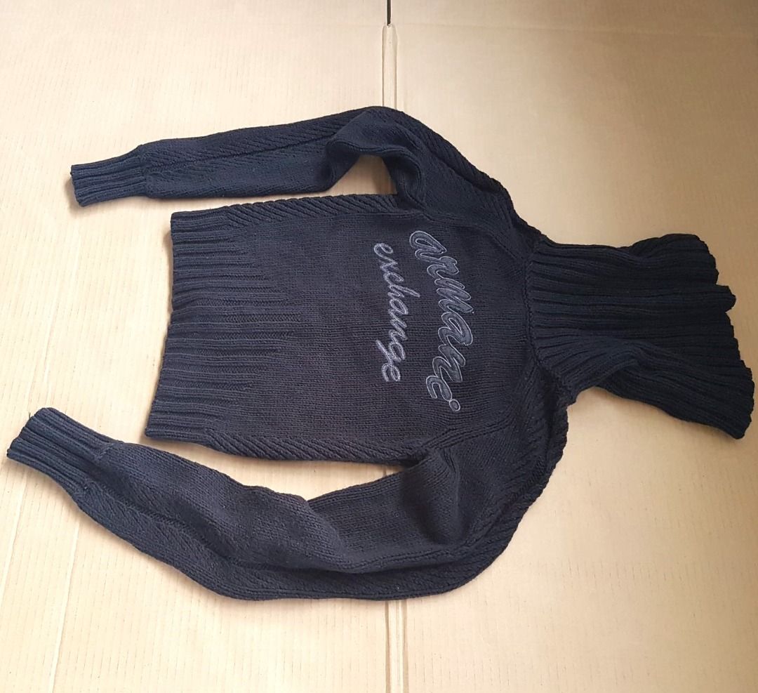 Giorgio Armani Designer Apparel Luxury AX Black Sweater Armani