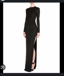 Givenchy High Kneck Long-sleeve High Slit Jersey Column Bodyhugging Evening Dress
