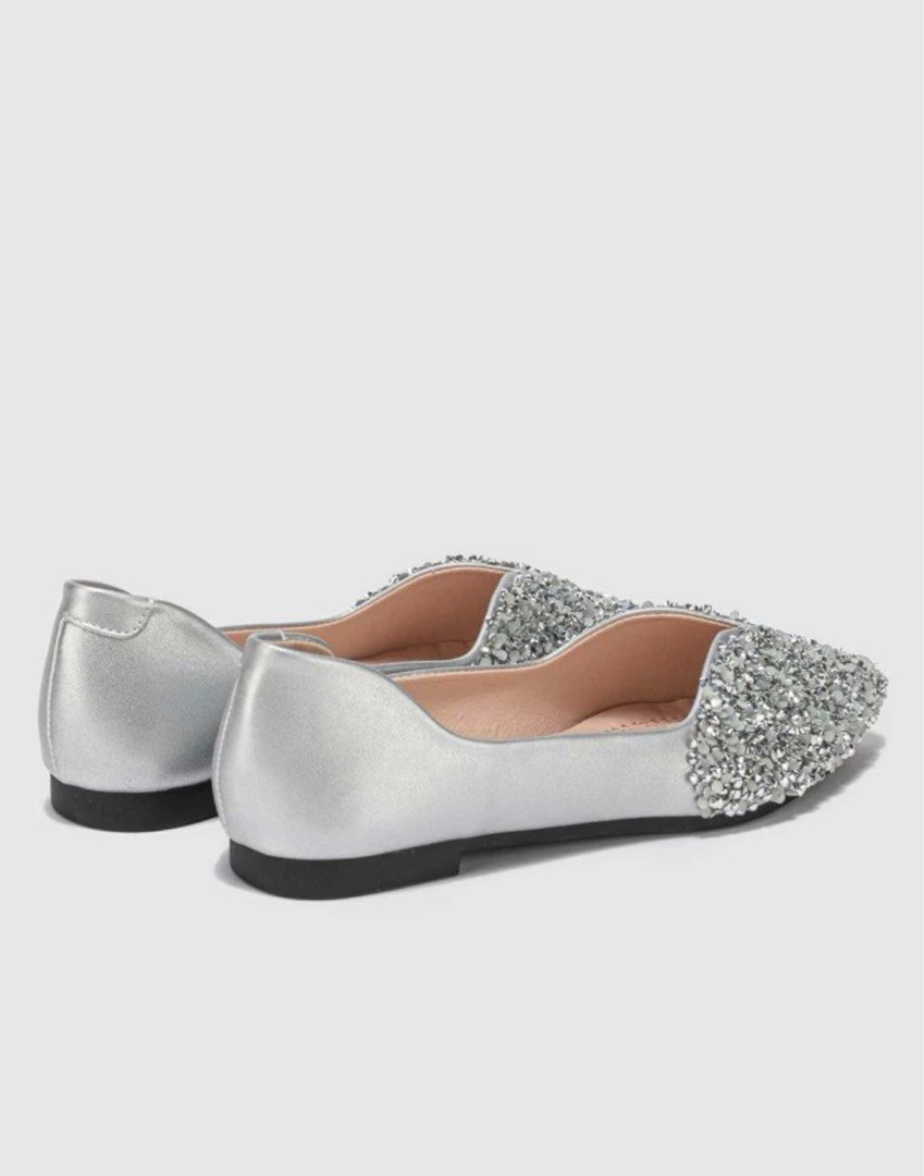 White sparkly best sale flat shoes