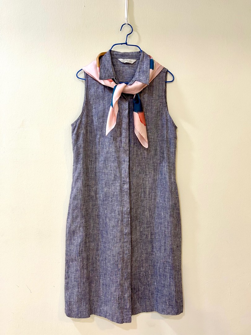 Grey Linen Shirt Dress, Women's Fashion, Dresses & Sets, Dresses on