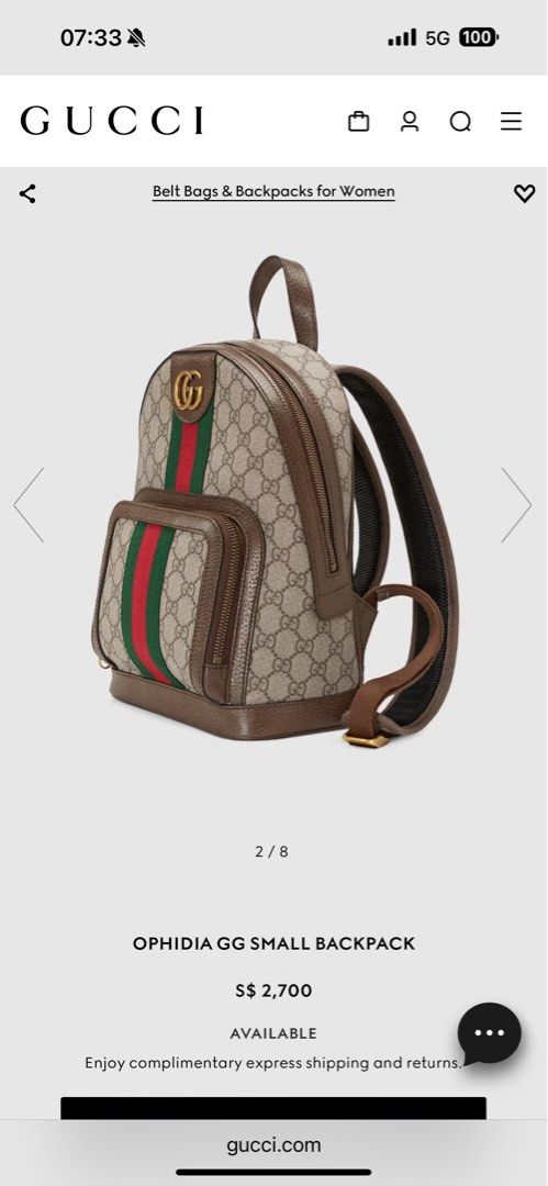 Gucci backpack under 100 clearance