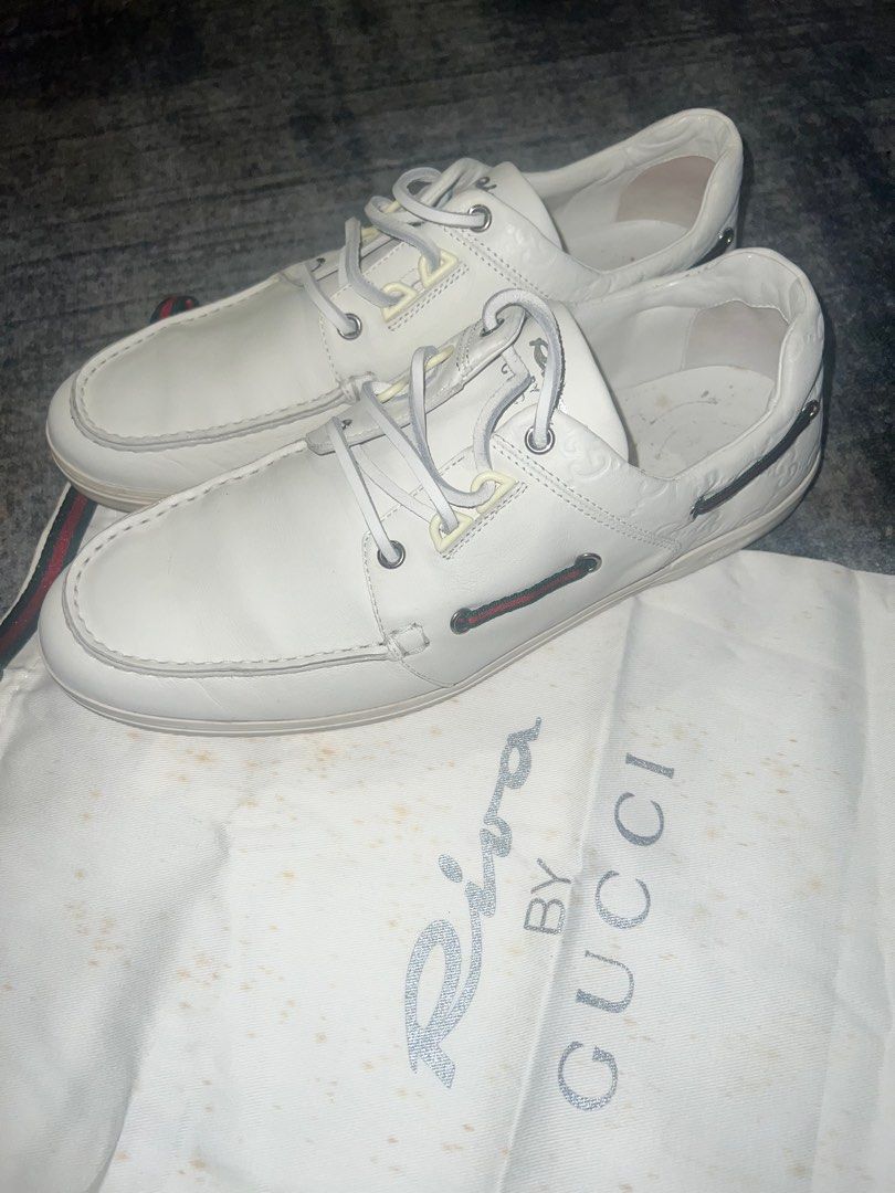 Men's gucci white leather sneakers store