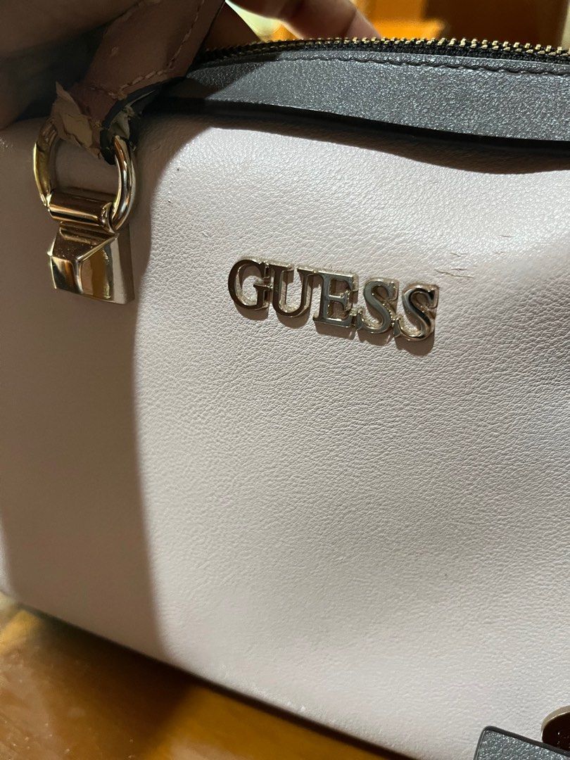 New GUESS Purse NWOT Bag Satchel Crossbody Light Beige White | eBay