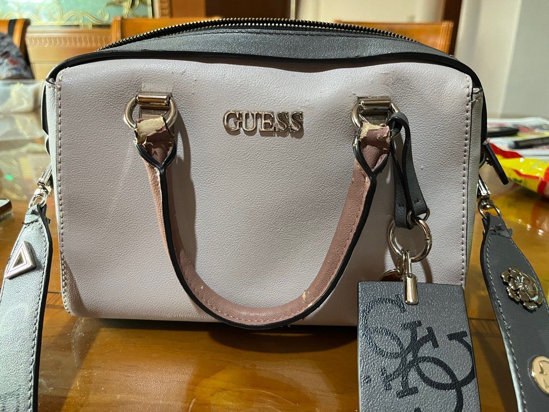 Buy GUESS Womens Zip Closure Satchel Handbag (Black_Free Size) at Amazon.in