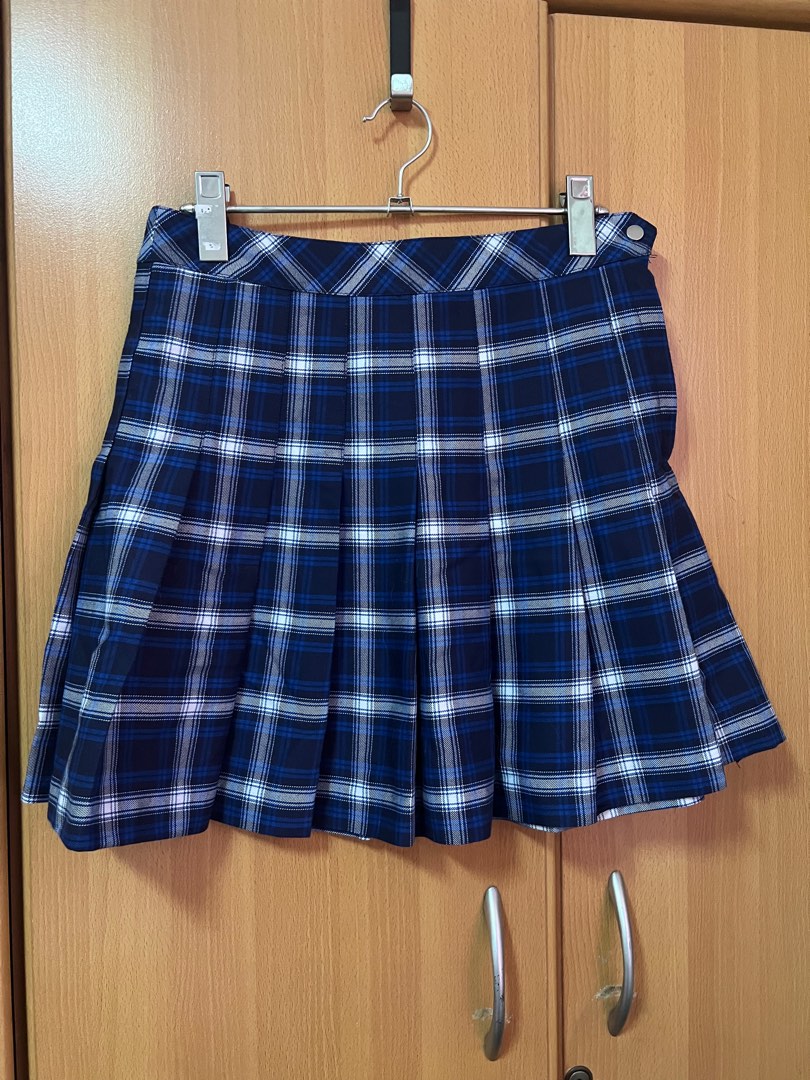 H&m blue plaid skirt cheap