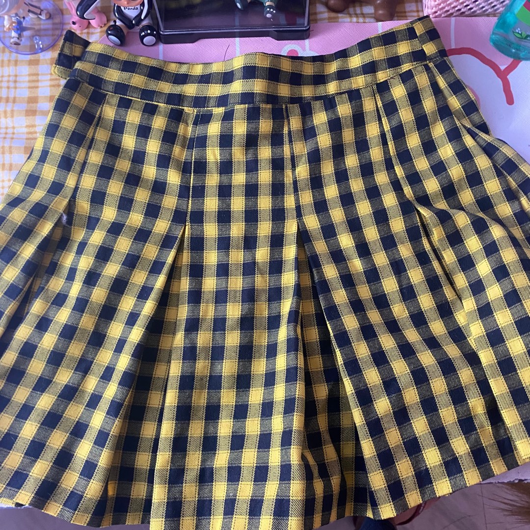 H&m yellow tartan skirt shop