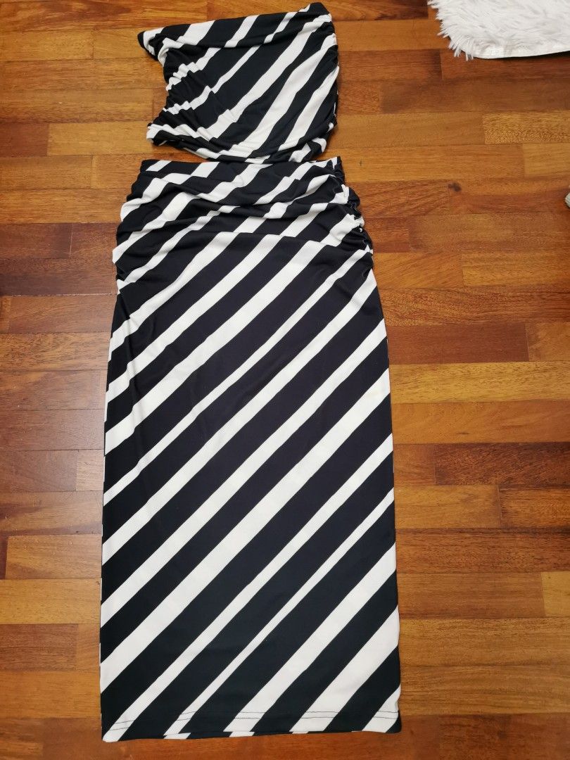 H M zebra line tight sexy set dress Women s Fashion Dresses