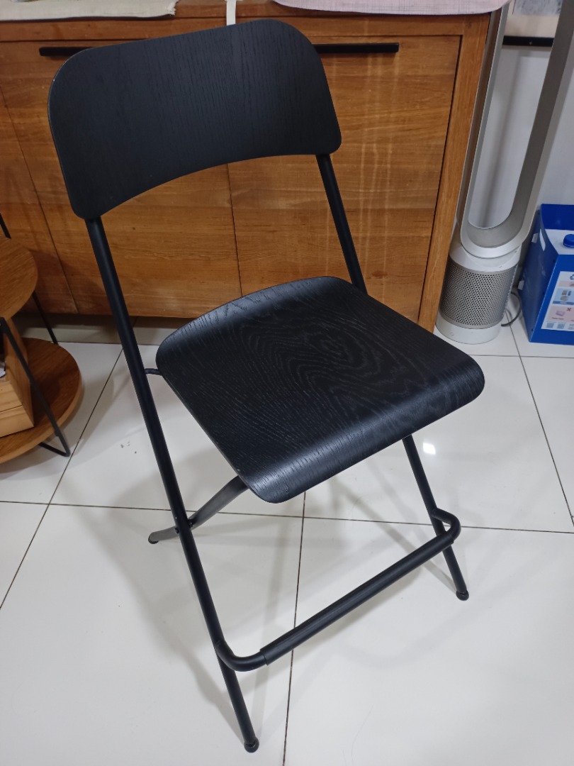 IKEA FRANKLIN Bar stool with backrest, foldable, Furniture & Home