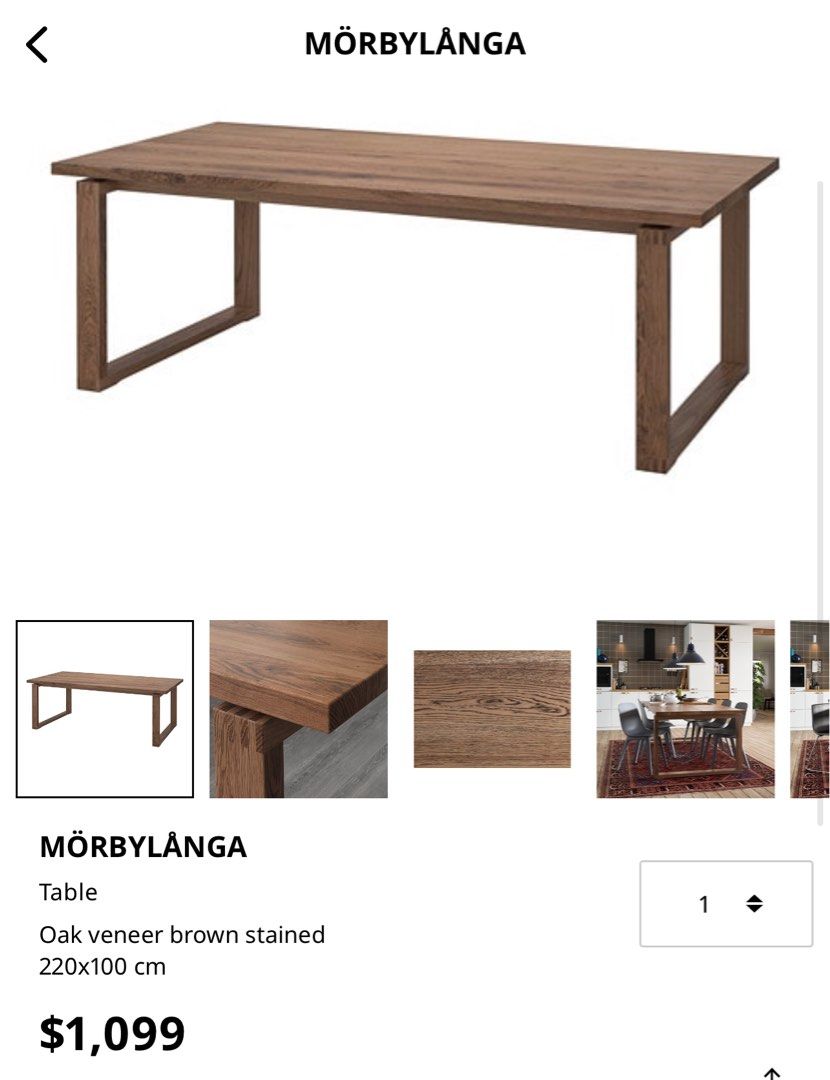 IKEA Morbylanga Wood Table, Furniture & Home Living, Furniture, Tables & Sets on Carousell