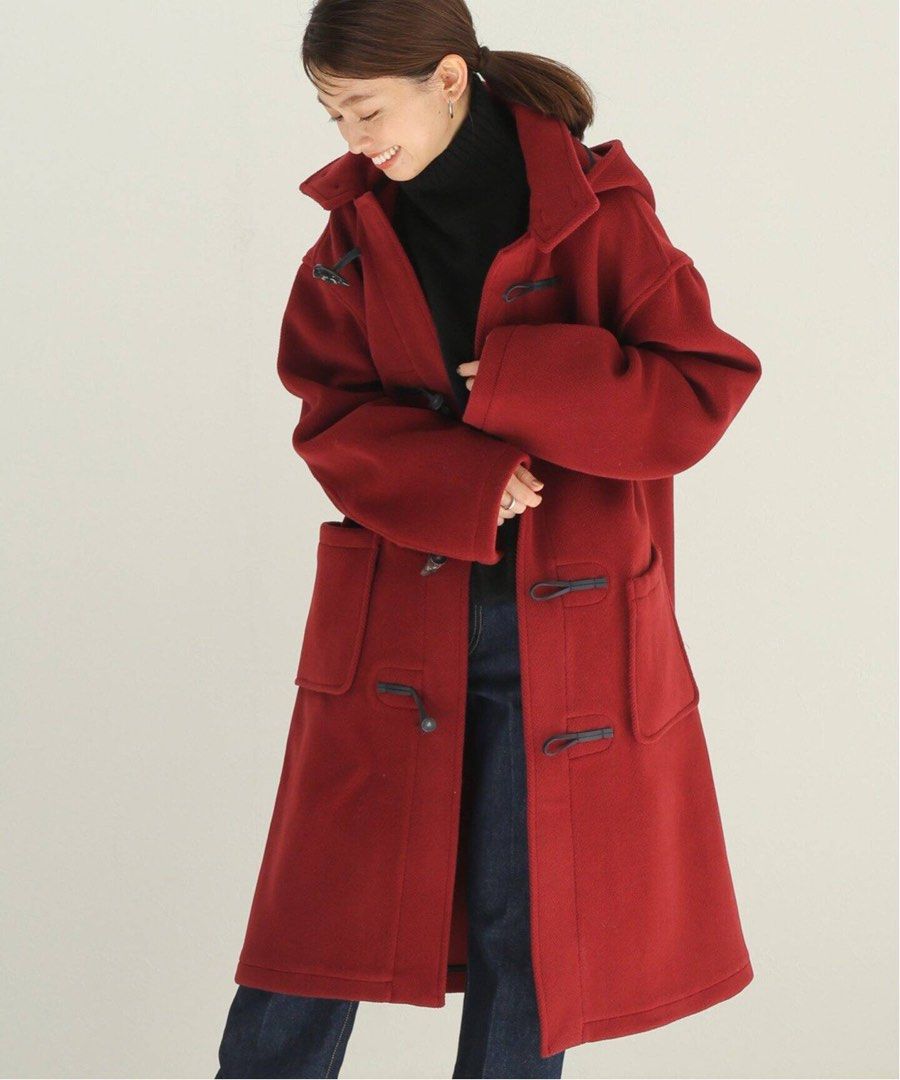 Long Wool Red Duffle Coat Made in Japan