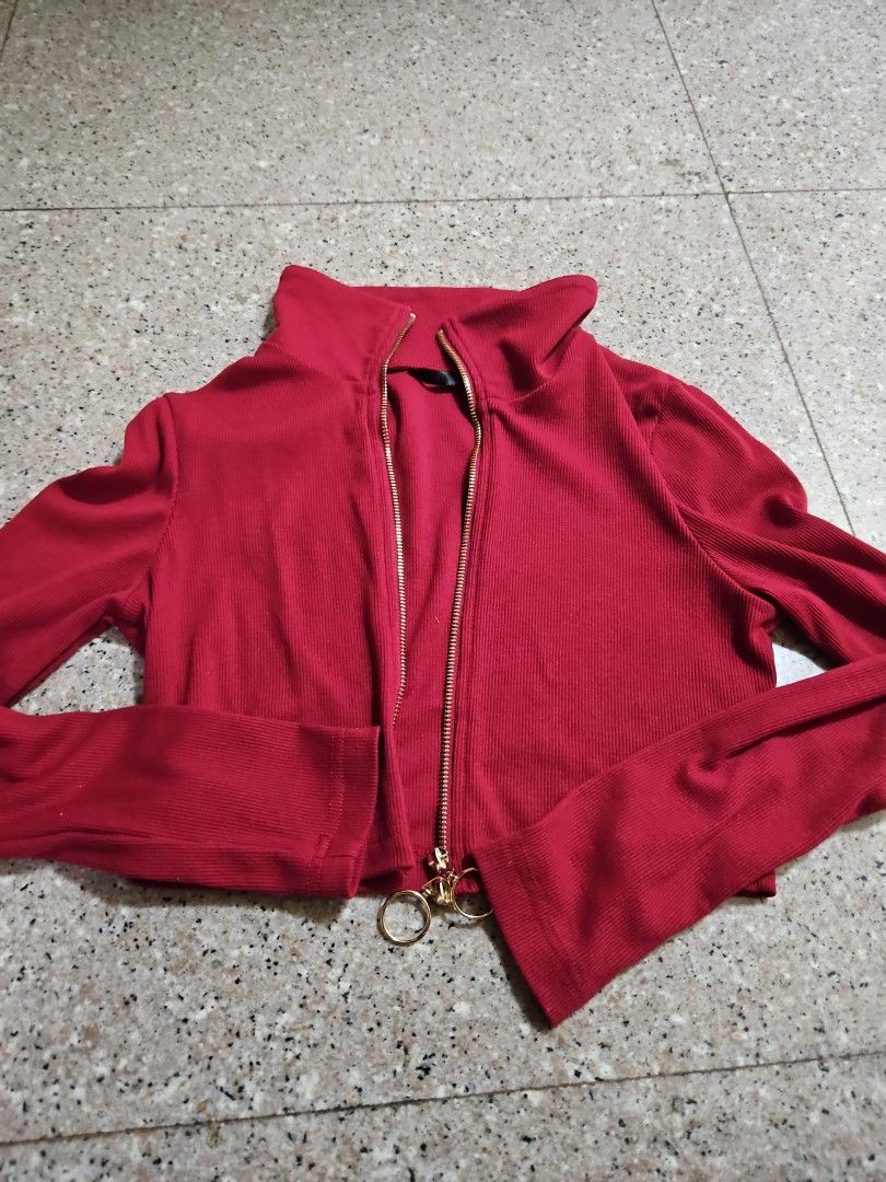 Maroon cropped deals jacket