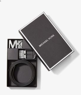 Michael Kors Mens 4-in-1 Logo Reversible Belt Box Set (Brown/Black)