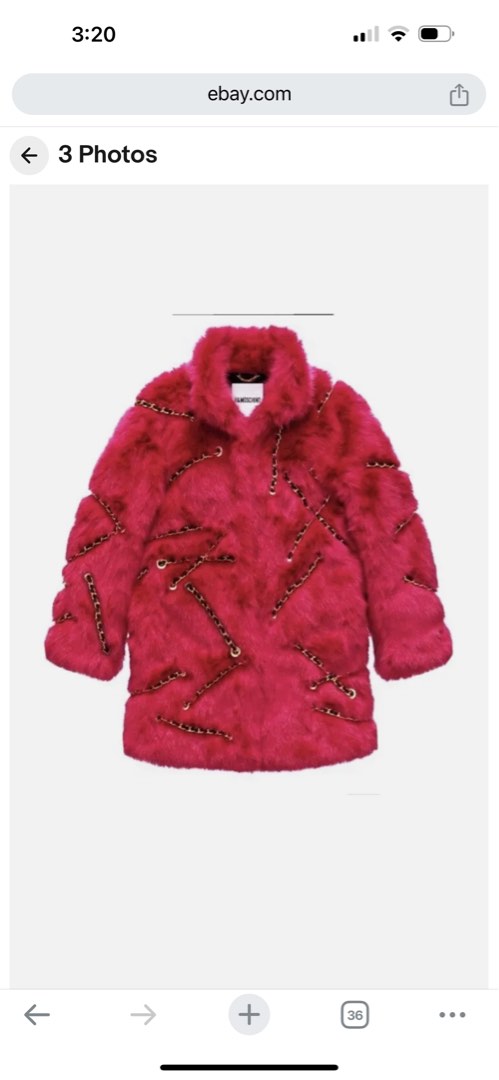 Red faux fur top coat h&m