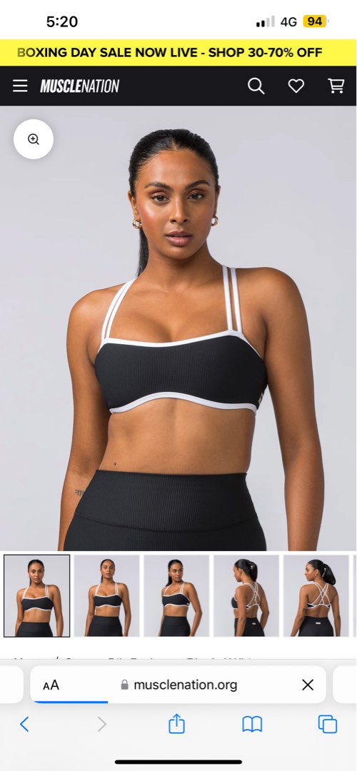 Muscle Nation Curves Rib Bralette - Black / White XS, Men's Fashion,  Activewear on Carousell