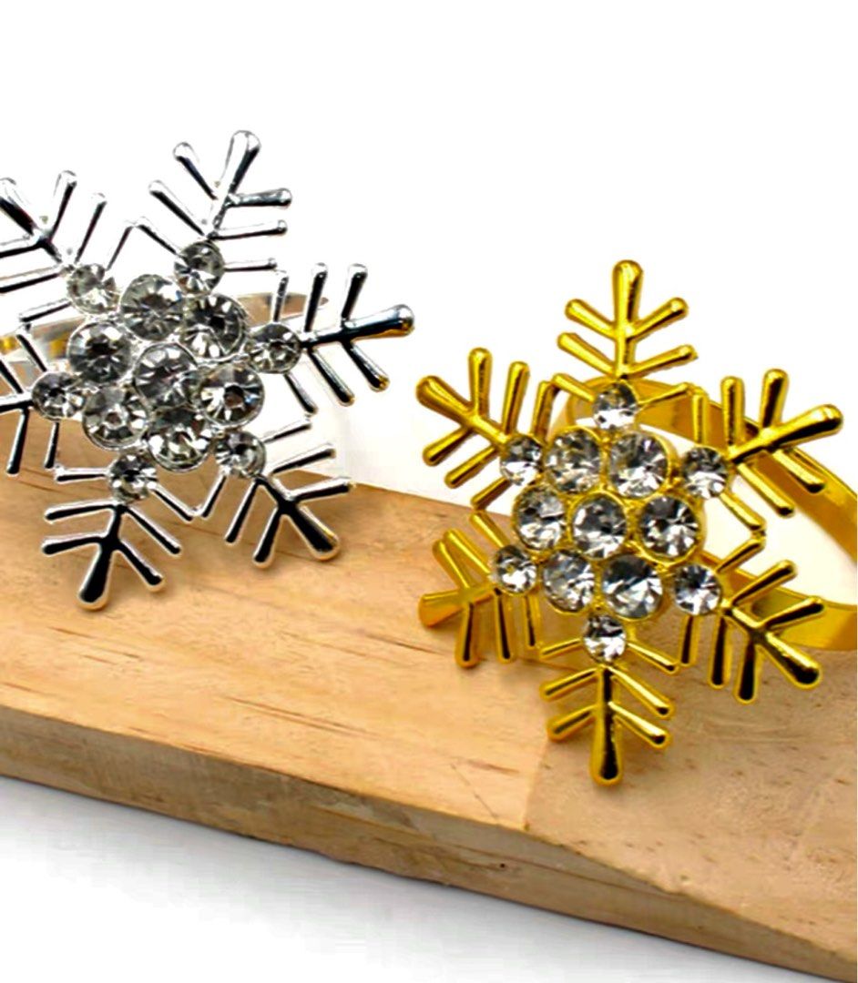 Gold snowflake napkin store rings