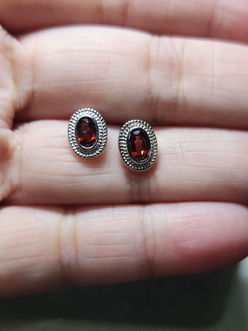 Garnet new arrivals stone earrings