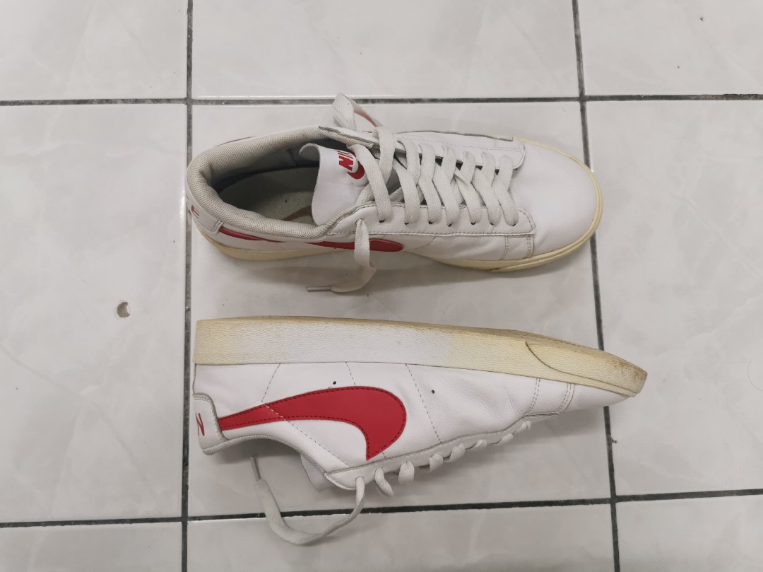 NIKE BLAZER LOW WHITE RED Women s Fashion Footwear Sneakers on