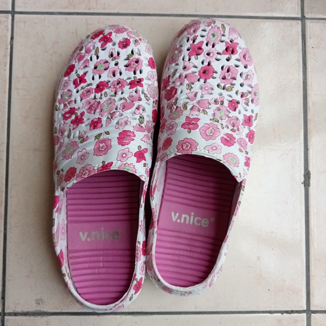 Pink floral crocs on sale