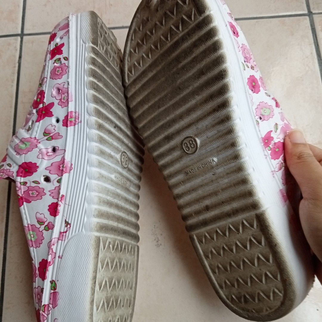 pink floral crocs inspired shoes Women s Fashion Footwear
