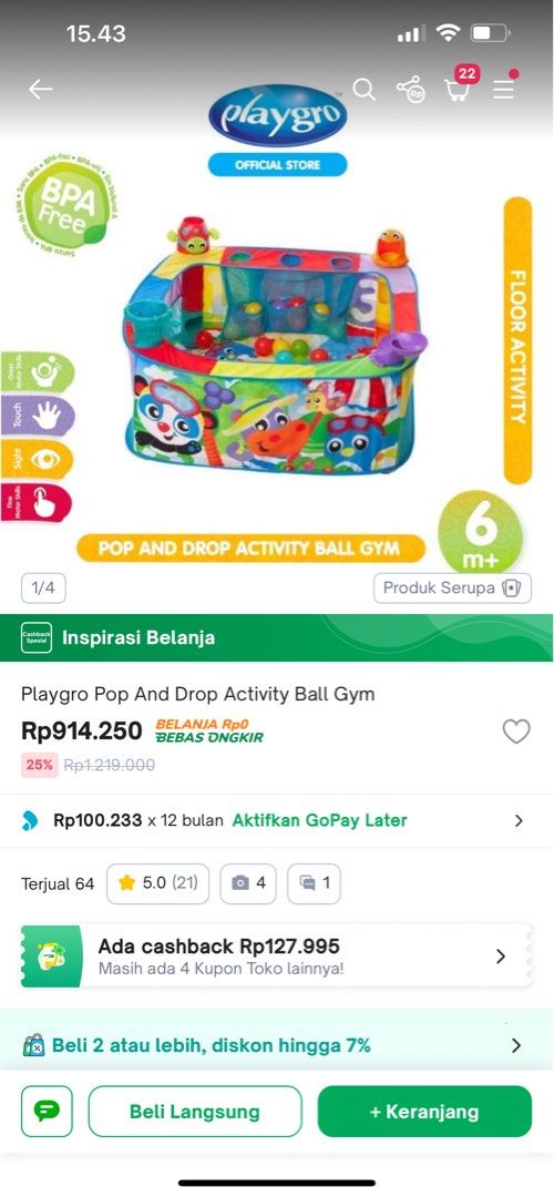 Playgro pop and drop activity ball gym tesco 2025