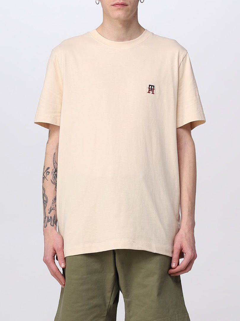 plus size TOMMY HILFIGER TH Monogram T Shirt in Beige Size 5XL